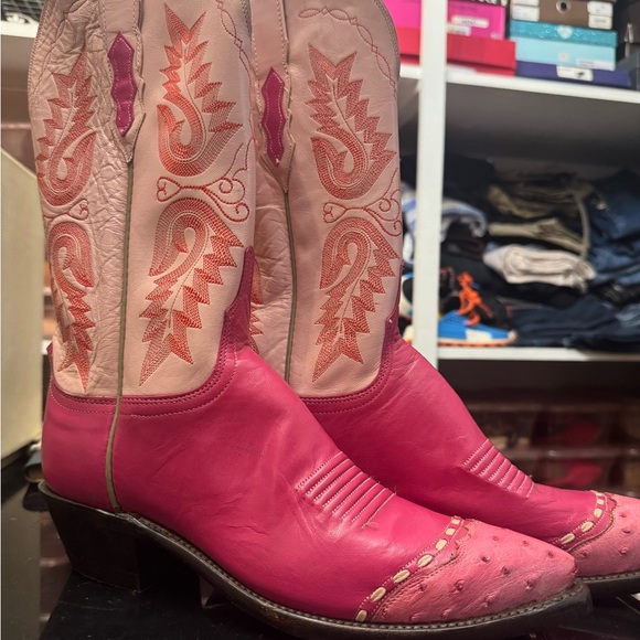 RARE LUCCHESE WOMEN'S SZ 7.5 BARBIE - PINK LEATHER COWGIRL BOOTS - Picture 2 of 8